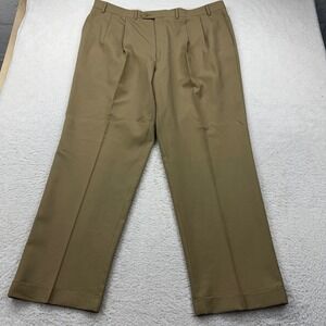 Lauren Ralph Lauren Men Wool Pleated Dress Pants Khaki Tan 42x32